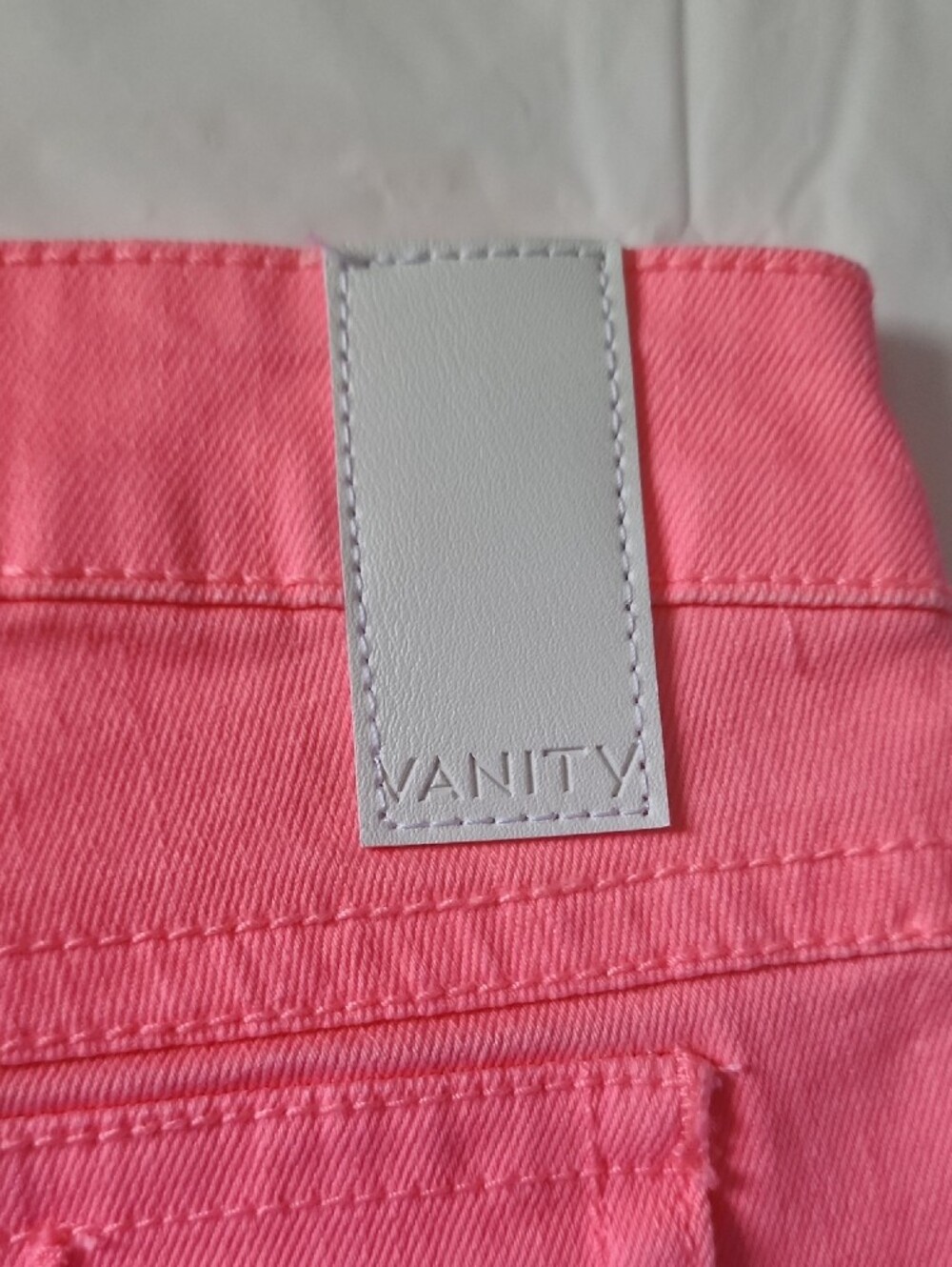 Vanity Coral Pink Denim Jean Shorts - Picture 2 of 8